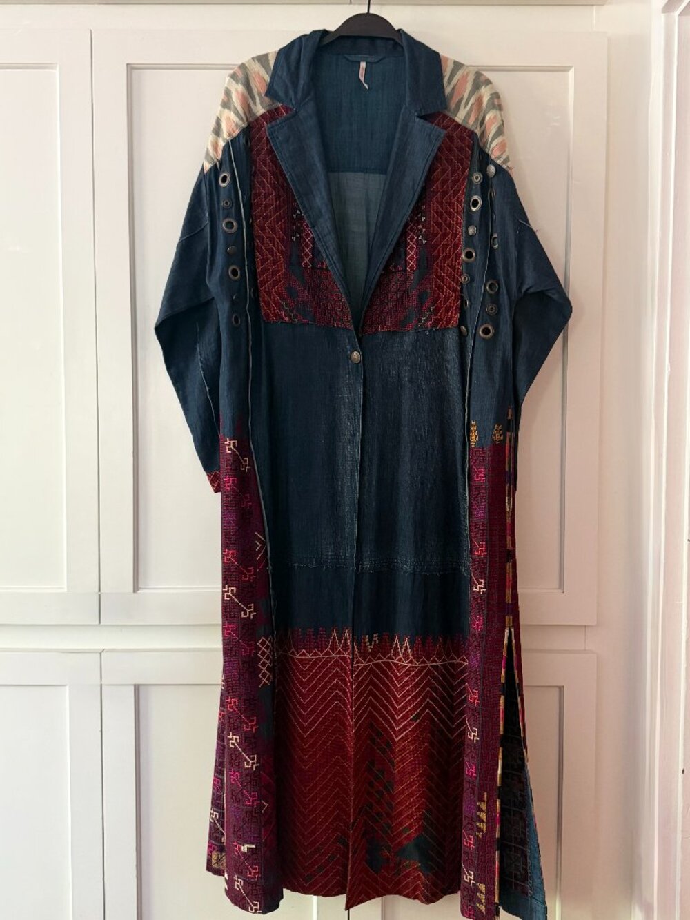 Free People "Indigo Dreams" Statement Maxi Jacket / Duster
